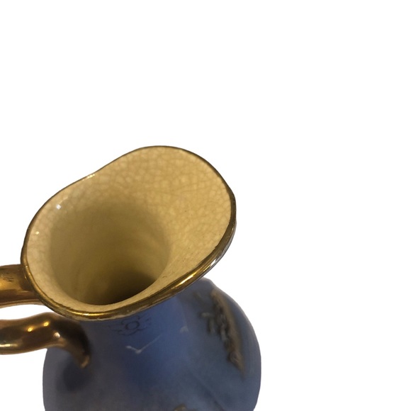 Vintage Hinode Made in Japan Cruets Oil Vinegar Blue Gold Tray Hand Painted - Picture 8 of 15